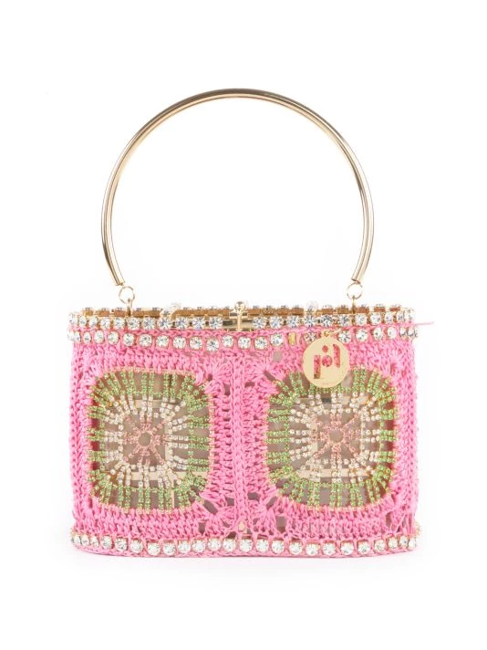 Rosantica Holli Macramè Crystal-Embellished Top Handle Bag 1 Rosantica Holli Macramè Crystal-Embellished Top Handle Bag