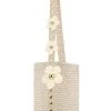 Rosantica Primula Flower-Embellished Woven Bucket Bag