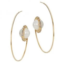 Rosantica Satelliti Goldtone, Faux Pearl & Crystal Hoop Earrings