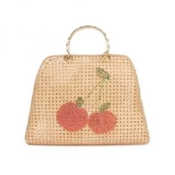 Anna Dello Russo X Rosantica Cherry Crystal-Embellished Wicker Tote