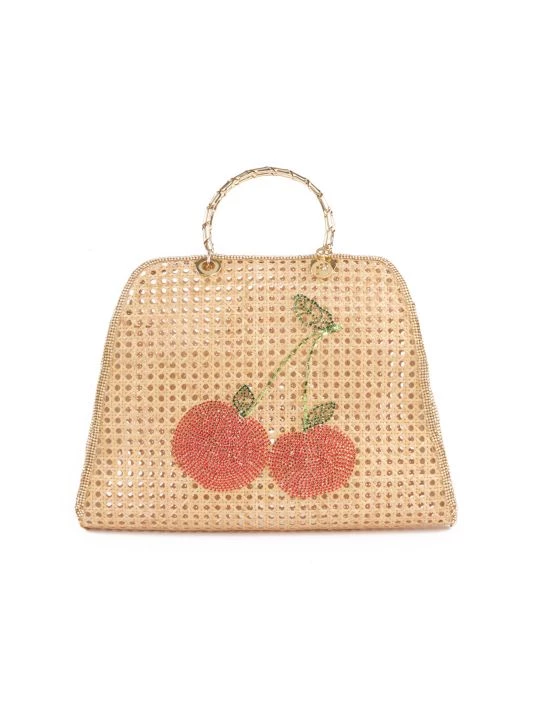 Anna Dello Russo X Rosantica Cherry Crystal-Embellished Wicker Tote 1 Anna Dello Russo X Rosantica Cherry Crystal-Embellished Wicker Tote