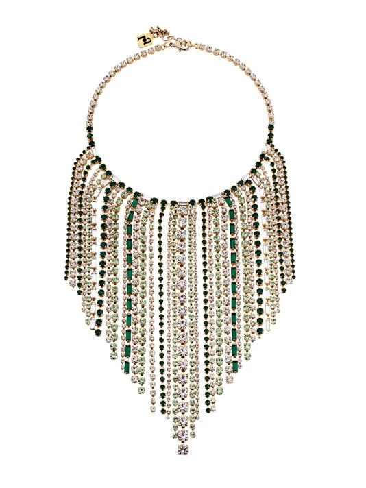Rosantica Amanda Goldtone & Crystal Fringe Collar Necklace 1 Rosantica Amanda Goldtone & Crystal Fringe Collar Necklace
