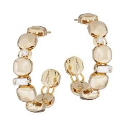 Rosantica Bottone Goldtone & Crystal Hoop Earrings