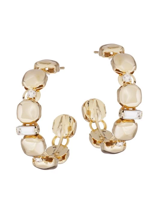 Rosantica Bottone Goldtone & Crystal Hoop Earrings 1 Rosantica Bottone Goldtone & Crystal Hoop Earrings
