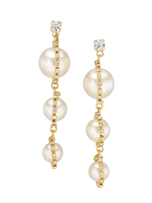 Rosantica Zelda Goldtone, Faux Pearl, & Crystal Drop Earrings 1 Rosantica Zelda Goldtone, Faux Pearl, & Crystal Drop Earrings