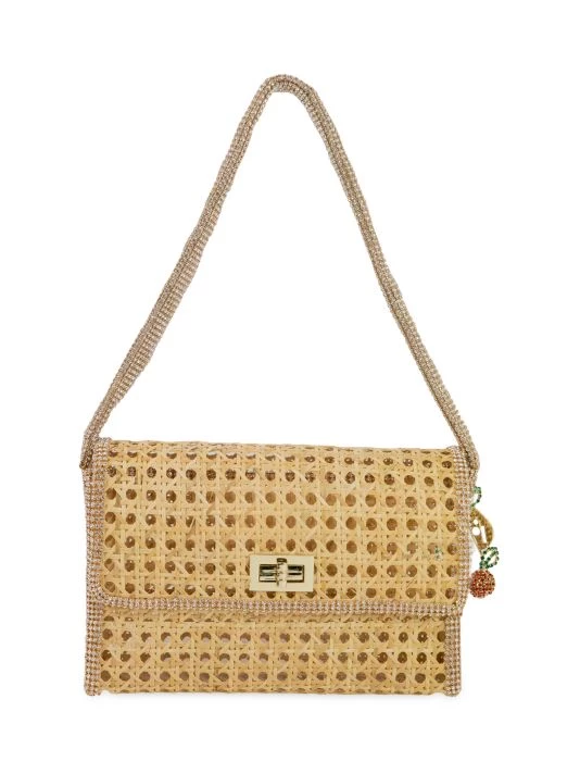 Anna Dello Russo X Rosantica Cherry Crystal-Embellished Wicker Shoulder Bag 1 Anna Dello Russo X Rosantica Cherry Crystal-Embellished Wicker Shoulder Bag