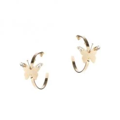 Rosantica Melitea Goldtone Faux Crystal Butterfly Hoop Earrings