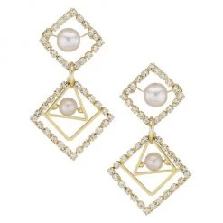 Rosantica And Giuseppe Zanotti shop 46 Rosantica Zelda Goldtone, Faux Pearl, & Crystal Geometric Drop Earrings