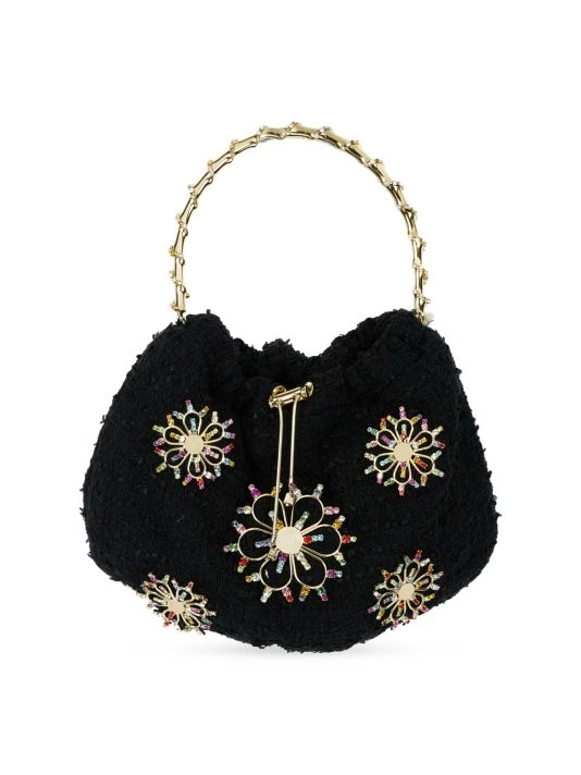 Anna Dello Russo X Rosantica Fatale Luminaria Crystal-Embellished Tweed Top Handle Bag 1 Anna Dello Russo X Rosantica Fatale Luminaria Crystal-Embellished Tweed Top Handle Bag