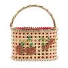 Anna Dello Russo X Rosantica Holli Cherry Crystal-Embellished Wicker Top Handle Bag