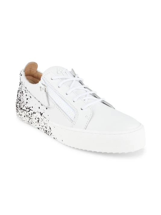 Giuseppe Zanotti Men's Birel Leather Flocked Low-Top Sneakers For Men Orange 2 Giuseppe Zanotti Men's Birel Leather Flocked Low-Top Sneakers For Men Orange - Image 2