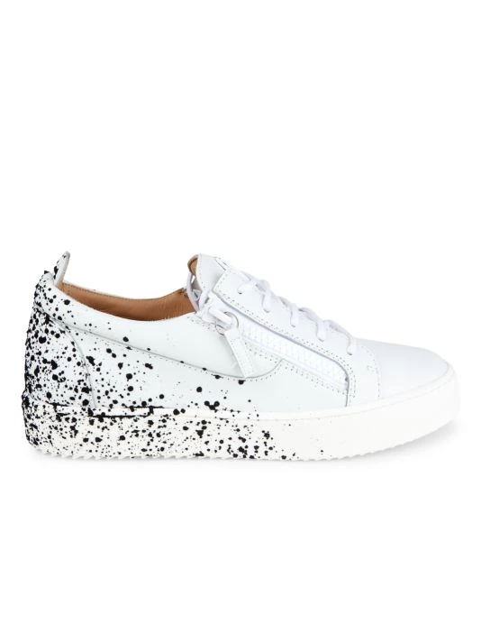 Giuseppe Zanotti Men's Birel Leather Flocked Low-Top Sneakers For Men Orange 6 Giuseppe Zanotti Men's Birel Leather Flocked Low-Top Sneakers For Men Orange - Image 6