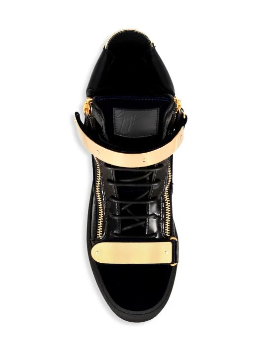 Giuseppe Zanotti Double-Bar Leather High-Top Sneakers For Men 5 Giuseppe Zanotti Double-Bar Leather High-Top Sneakers For Men - Image 5