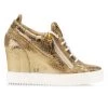 Giuseppe Zanotti Snake-Embossed Leather Wedge Sneakers