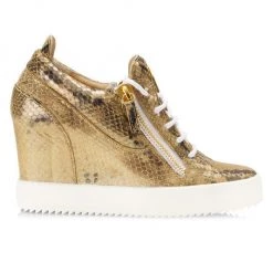 Giuseppe Zanotti Snake-Embossed Leather Wedge Sneakers