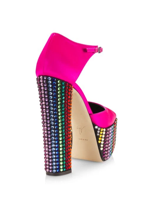 Giuseppe Zanotti New York Satin Embellished Platform Pumps Fuchsia 3 Giuseppe Zanotti New York Satin Embellished Platform Pumps Fuchsia - Image 3
