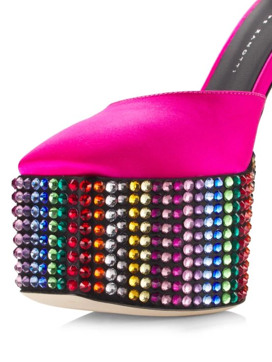 Giuseppe Zanotti New York Satin Embellished Platform Pumps Fuchsia 6 Giuseppe Zanotti New York Satin Embellished Platform Pumps Fuchsia - Image 6