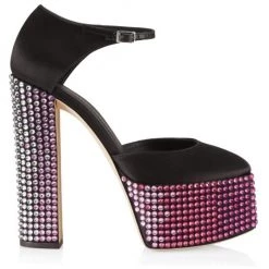 Giuseppe Zanotti New York Satin Embellished Platform Pumps Gold