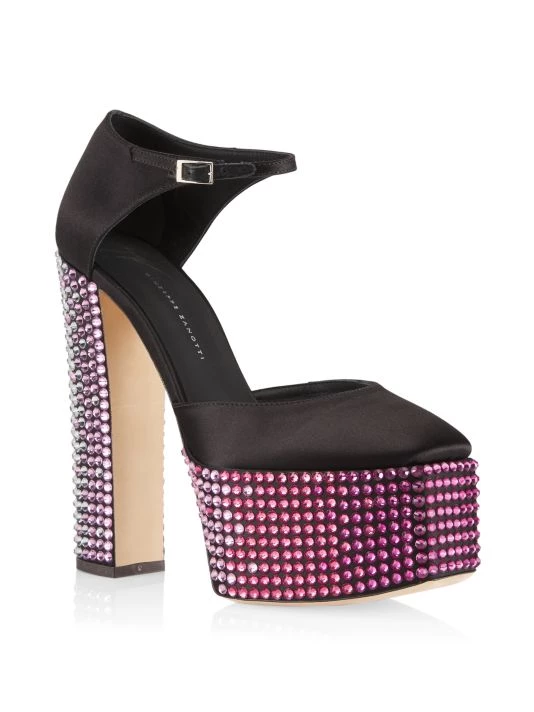 Giuseppe Zanotti New York Satin Embellished Platform Pumps Gold 2 Giuseppe Zanotti New York Satin Embellished Platform Pumps Gold - Image 2