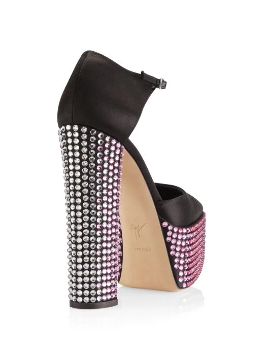 Giuseppe Zanotti New York Satin Embellished Platform Pumps Gold 3 Giuseppe Zanotti New York Satin Embellished Platform Pumps Gold - Image 3