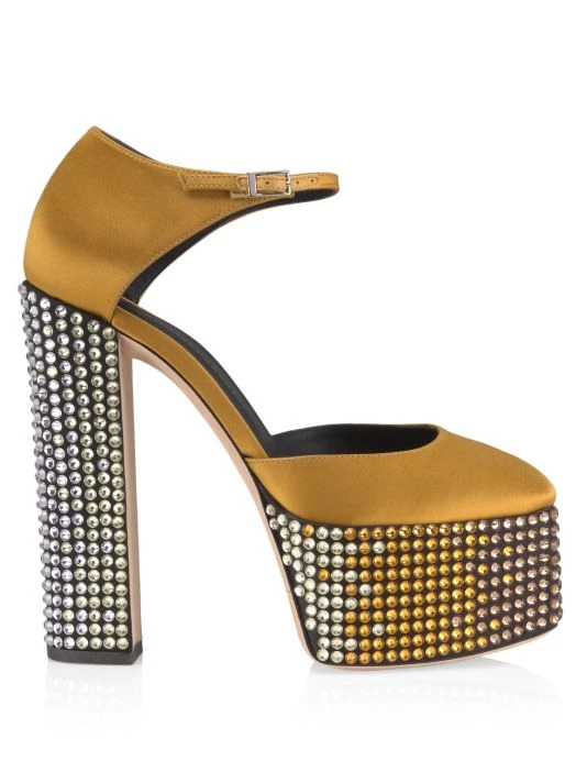 Giuseppe Zanotti New York Satin Embellished Platform Pumps Gold 8 Giuseppe Zanotti New York Satin Embellished Platform Pumps Gold - Image 8