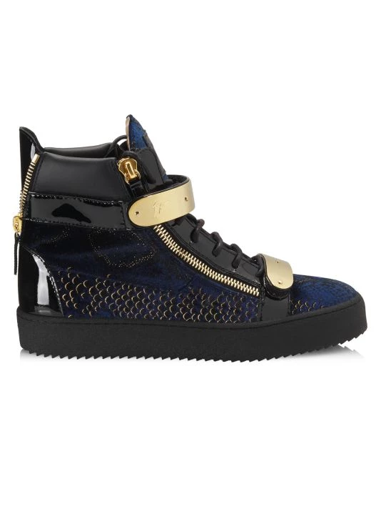 Giuseppe Zanotti Maylondon Velvet & Patent Leather High-Top Sneakers For Men 1 Giuseppe Zanotti Maylondon Velvet & Patent Leather High-Top Sneakers For Men