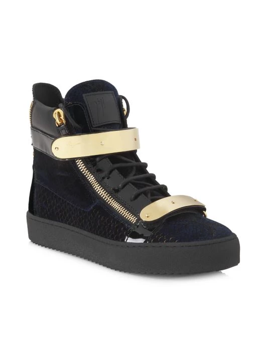 Giuseppe Zanotti Maylondon Velvet & Patent Leather High-Top Sneakers For Men 2 Giuseppe Zanotti Maylondon Velvet & Patent Leather High-Top Sneakers For Men - Image 2