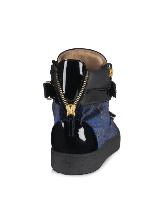 Giuseppe Zanotti Maylondon Velvet & Patent Leather High-Top Sneakers For Men 3 Giuseppe Zanotti Maylondon Velvet & Patent Leather High-Top Sneakers For Men - Image 3