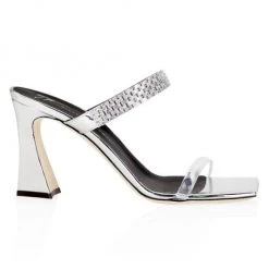 Giuseppe Zanotti Vanilla 85 Metallic Leather Mules Silver