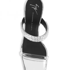 Giuseppe Zanotti Vanilla 85 Metallic Leather Mules Silver -Rosantica And Giuseppe Zanotti shop unnamed file 561