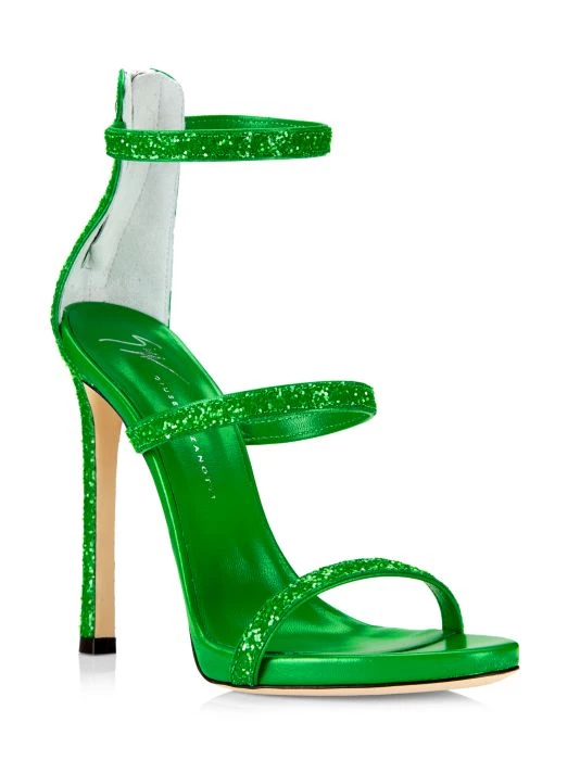 Giuseppe Zanotti South 115 Glitter Strappy Sandals Kiwi 2 Giuseppe Zanotti South 115 Glitter Strappy Sandals Kiwi - Image 2