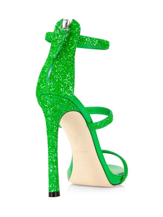 Giuseppe Zanotti South 115 Glitter Strappy Sandals Kiwi 3 Giuseppe Zanotti South 115 Glitter Strappy Sandals Kiwi - Image 3