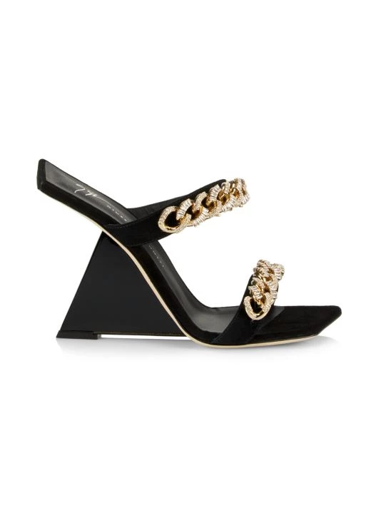 Giuseppe Zanotti Tutankamon Sculpted Wedge Suede Sandals 1 Giuseppe Zanotti Tutankamon Sculpted Wedge Suede Sandals
