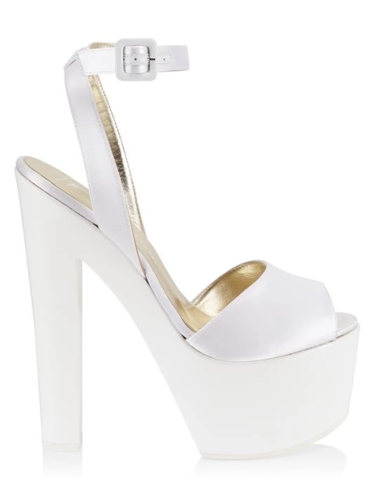 Giuseppe Zanotti Satin Peep-Toe Platform Sandals 1 Giuseppe Zanotti Satin Peep-Toe Platform Sandals