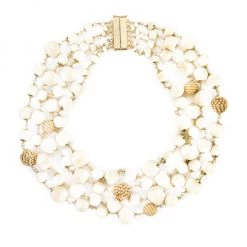 Rosantica Preziosa Goldtone, Crystal, & Wood Beaded Collar Necklace