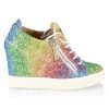Giuseppe Zanotti Glitter Rainbow Wedge Sneakers