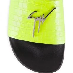 Giuseppe Zanotti Newburel Leather Logo Slides For Men Neon Yellow Black -Rosantica And Giuseppe Zanotti shop unnamed file 844