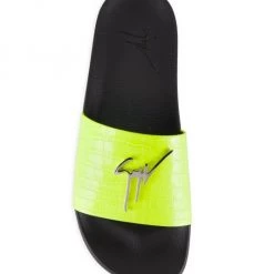 Giuseppe Zanotti Newburel Leather Logo Slides For Men Neon Yellow Black -Rosantica And Giuseppe Zanotti shop unnamed file 845