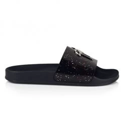 Giuseppe Zanotti Newburel Iridescent Splatter Leather Slide Sandals For Men Black Multi
