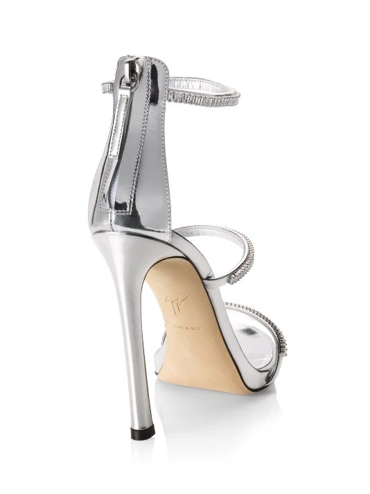 Giuseppe Zanotti Metallic Rainbow Swarovski Crystal 3-Band Leather Sandals Orange 3 Giuseppe Zanotti Metallic Rainbow Swarovski Crystal 3-Band Leather Sandals Orange - Image 3