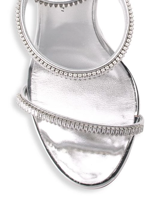 Giuseppe Zanotti Metallic Rainbow Swarovski Crystal 3-Band Leather Sandals Orange 4 Giuseppe Zanotti Metallic Rainbow Swarovski Crystal 3-Band Leather Sandals Orange - Image 4