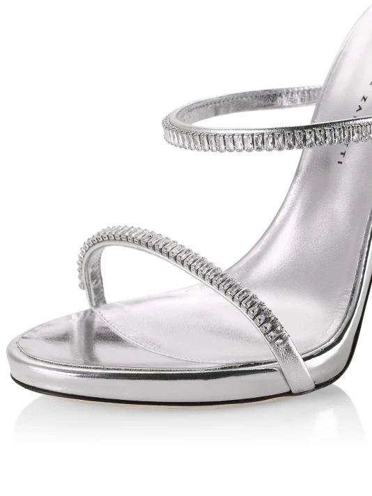 Giuseppe Zanotti Metallic Rainbow Swarovski Crystal 3-Band Leather Sandals Orange 6 Giuseppe Zanotti Metallic Rainbow Swarovski Crystal 3-Band Leather Sandals Orange - Image 6