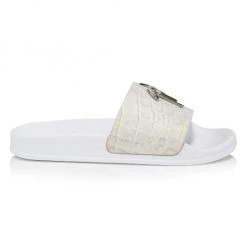 Giuseppe Zanotti Lilium Croc-Embossed Leather Pool Slides